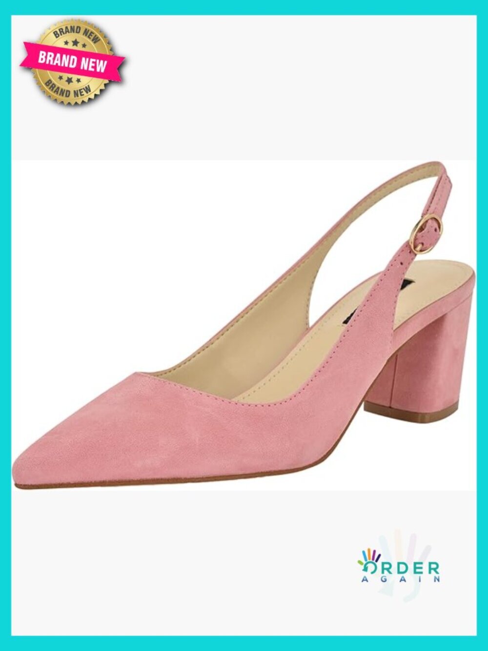 Slingback Pumps Pointy Toe Mid Block Heel Dress Shoes Classic Chic Office Wear